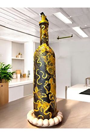 El Yapımı Altın Varaklı Yağdanlık Tasarım Sunum Standı ile Şık Mutfaklar ve Sofralar