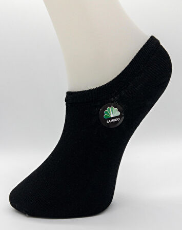 CİHO Socks Premium Kadın Bambu 6 Çift Siyah Dikişsiz Görünmez Patik Sneaker Çorap