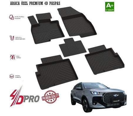 Chery Ti̇Ggo 7 İ̇Le Uyumlu Havuzlu Kauçuk 4D Paspas 2025 2026 2027 2028