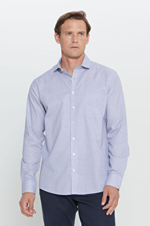 Altınyıldız Classics Beyaz - Mavi Erkek Gömlek 4A2024200017