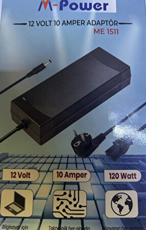SMPS ADAPTÖR 12V DC 10A   Switchmode LAPTOP TİP M-POWER