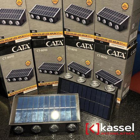 KASSEL AYDINLATMA 8 ADET CATA 20W KOS SOLAR LED APLİK (DIŞ MEKAN) GÜNIŞIĞI CT-8010G BAHÇE CEPHE AYDINLATMASI