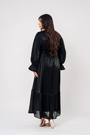 Taş İşlemeli Bel Bağlamalı Abiye Elbise ELB16093