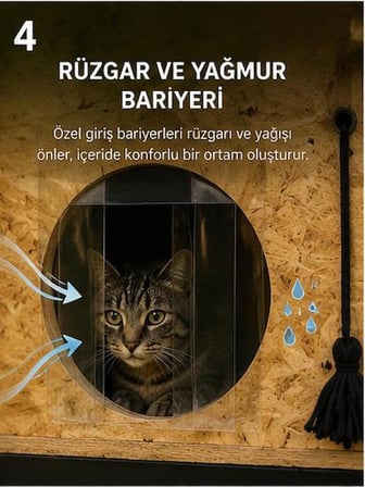 Kedi evi kedi yuvası kedi barınağı ısı ve su yalıtımlı 3 kedilik 90X38X35 CM