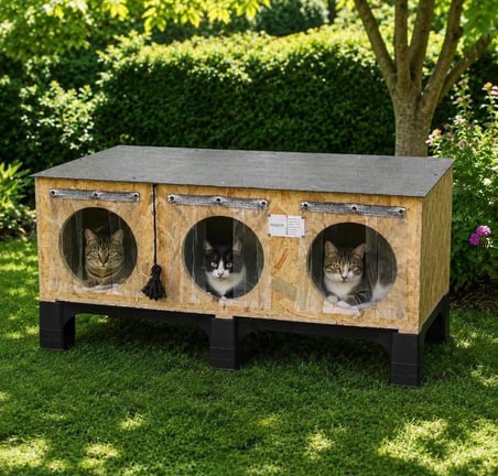 Kedi evi kedi yuvası kedi barınağı ısı ve su yalıtımlı 3 kedilik 90X38X35 CM