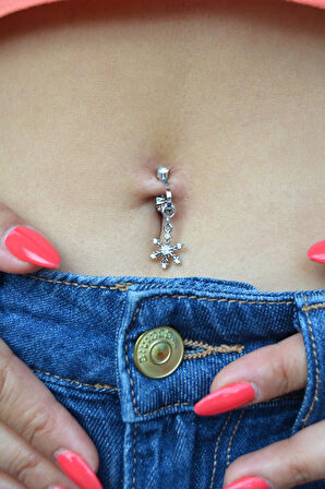 Kar Tanesi Figürlü Deliksiz Göbek Piercingi