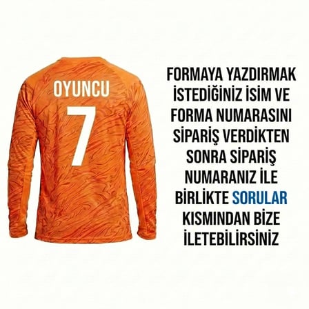 Kaleci Esnek Uzun Kol Futbol Forma ve Şort Turuncu (Kişiye Özel İsim ve Numara Baskı)