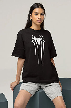 Örümcek Adam Film Logo Baskılı Unisex Marvel Oversize Tişört