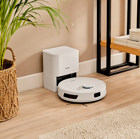 Homend Alex Laser Power 1289H Toz Hazneli Moplu Halı Tanıyan Beyaz Robot Süpürge