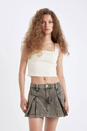 DeFacto Yüksek Bel Jean Şort B8115AX24HSNM55