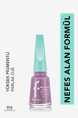 Flormar Nefes Alan Parlak Oje- Breathing Color Nail Enamel -016 Happy With You-8682536054232