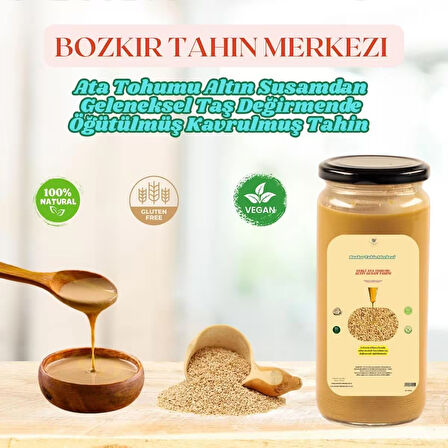 Bozkır Tahin Merkezi Yerli Ata Tohumu Altın Susam Su Değirmeni Tahini Kavrulmuş 600 gr (vegan)
