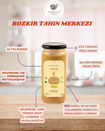 Bozkır Tahin Merkezi Yerli Ata Tohumu Altın Susam Su Değirmeni Tahini Kavrulmuş 600 gr (vegan)