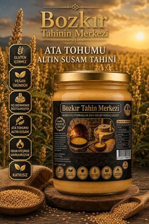 Bozkır Tahin Merkezi Yerli Ata Tohumu Altın Susam Su Değirmeni Tahini Kavrulmuş 600 gr (vegan)