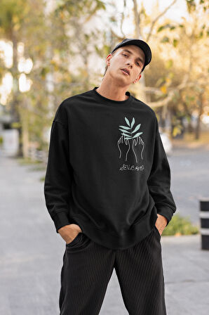 Özel Minimalist Tasarım Sevbano Baskılı Unisex Oversize Sweatshirt