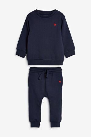 Baby % 100 Pamuklu Lacivert Sweatshirt Jogger Alt Üst Takım