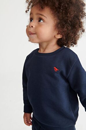 Baby % 100 Pamuklu Lacivert Sweatshirt Jogger Alt Üst Takım
