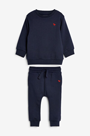 Next Baby Baby % 100 Pamuklu Lacivert Sweatshirt Jogger Alt Üst Takım