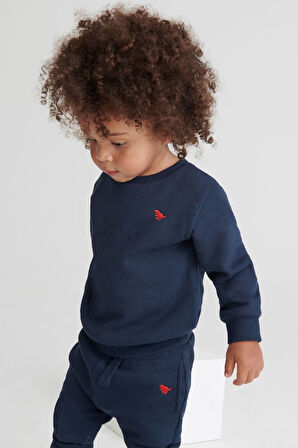 Next Baby Baby % 100 Pamuklu Lacivert Sweatshirt Jogger Alt Üst Takım