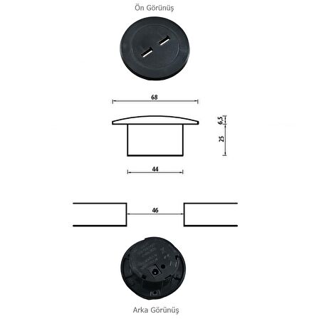 Masa Oturma Grubu Mini Usb Şarj Cihazı Siyah Adaptörsüz