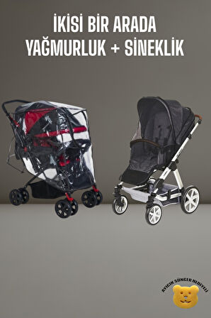 Tois Baby Lastikli Bebek Arabası Yağmurluk + Puset Sineliği (Siyah)