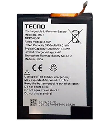 Tecno Spark 4 LİTE Uyumlu Batarya Pil Sıfır Orijinal