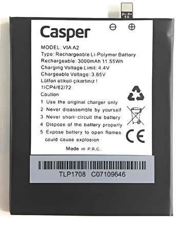 Casper Via A2 Uyumlu Batarya Pil Sıfır Orijinal