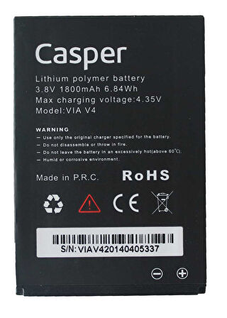 Casper Via V4 Uyumlu Batarya Pil Sıfır Orijinal