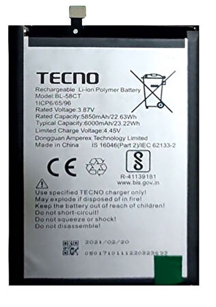 Tecno Spark 7T Uyumlu Batarya Pil Sıfır Orijinal