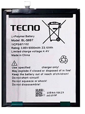 Tecno Pova NEO 2 Uyumlu Batarya Pil Sıfır Orijinal