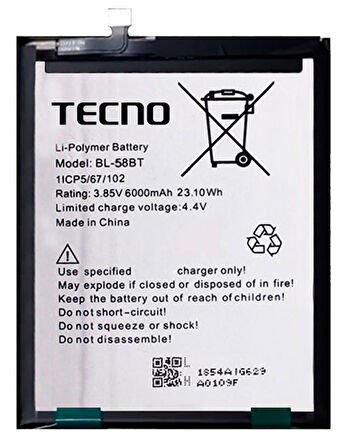 Tecno Pova NEO Uyumlu Batarya Pil Sıfır Orijinal