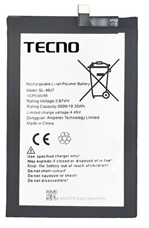 Tecno Camon 18 Uyumlu Batarya Pil Sıfır Orijinal