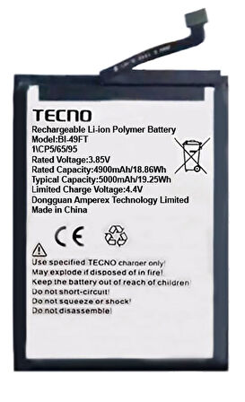 Tecno Spark 10 Uyumlu Batarya Pil Sıfır Orijinal