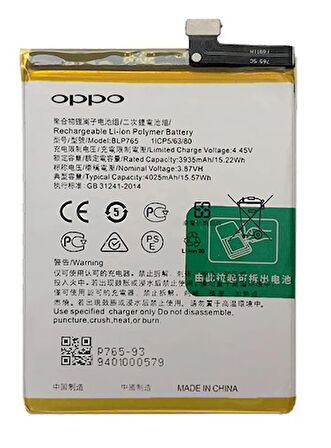 Oppo A91 - 4G - BLP765 Uyumlu Batarya Pil Sıfır Orijinal