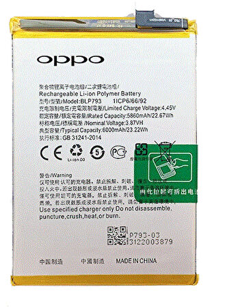 Oppo Realme C25S - Blp793 - Uyumlu Batarya Pil Sıfır Orijinal