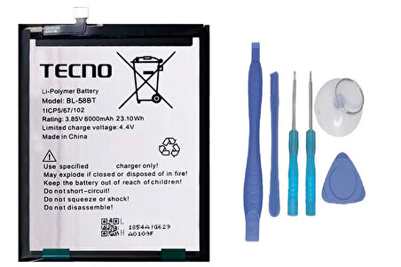 Tecno Pova 3 Uyumlu Batarya Pil Sıfır Orijinal + TAMİR SETİ