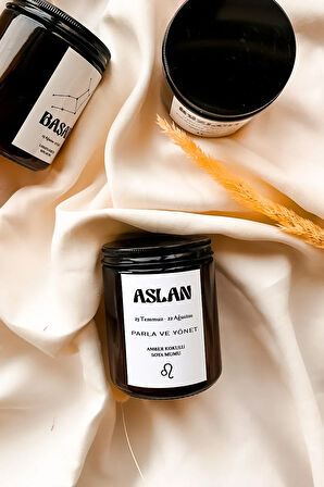 Aslan Burcu Amber Kokulu %100 Soya Mumu Amber Kavanoz Mum
