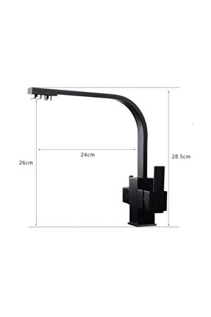 Mutfak Evye Bataryası Dual Flow Su Arıtma Çıkışlı Yeni Tasarım Siyah 7 Yıl Garantili Ithal