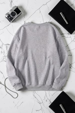Unisex Stars Hollow Baskılı Bisiklet Yaka Sweatshirt