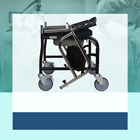 TS100 TEKERLEKLİ BANYO WC SANDALYESİ