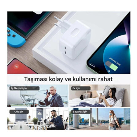 Ozmik Yeni Nesil Fast Charger 35W Çift TYP-C Portlu Pd Hızlı Şarj Adaptörü