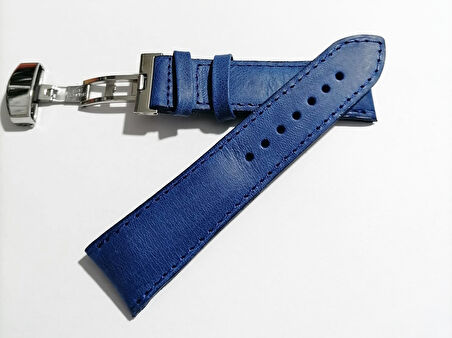 Fado Her Saate Uygun  Kelebek  Toka   22 MM    Hakiki Deri (280)  gumus  toka  mavi