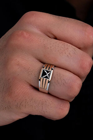 Erkek Gümüş Yüzük - Çift Zülfikarlı Kılıçlı İnce Kibar Erkek Yüzüğü