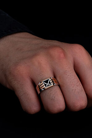 Erkek Gümüş Yüzük - Çift Zülfikarlı Kılıçlı İnce Kibar Erkek Yüzüğü