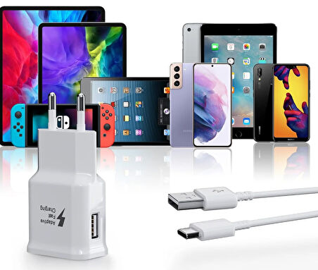 Type-C Kablo + Şarj Aleti Kablo Dahil  Samsung, Huawei, Xiaomi Uyumlu Takım Şarj Aleti