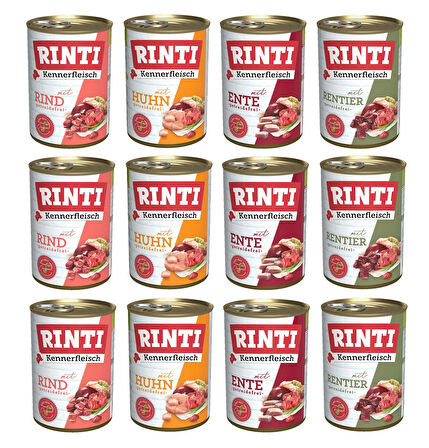 Rinti 4 Çeşit Karışık Köpek Konservesi 400 Gr. X 12 Adet