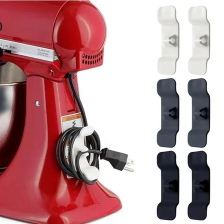 6&amp;#39;lı Pratik Kablo Toparlayıcı Yapışkanlı Klips Mutfak Air Fryer Kettle Kahve Tost Makinası (
