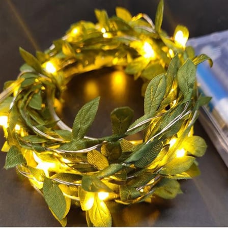 Yapraklı Dekorlu 3 Metre Peri Led Pilli  Işık Yılbaşı Aydınlatma (5477)