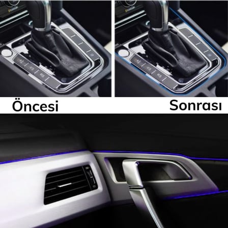 Mavi Araba Oto Trim Dekorasyon Şeridi Kauçuk Elastik Kolay Kurulum 5 metre Şerit Bant (5477)