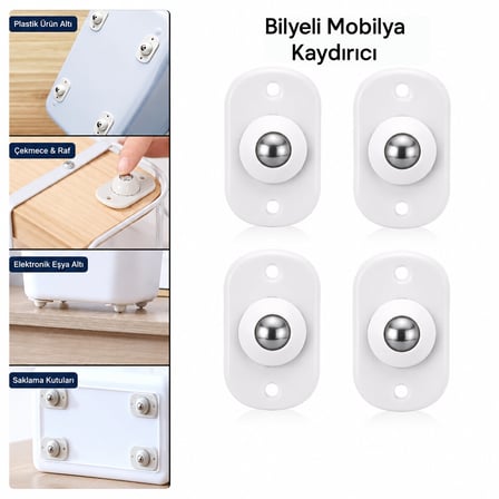 KARTELALI 4PCS TEK BİLYA TEKERLEKLİ MOBİLYA EŞYA TAŞIMA APARATI 360° 8KG TAŞIMA KAPASİTE (5477)